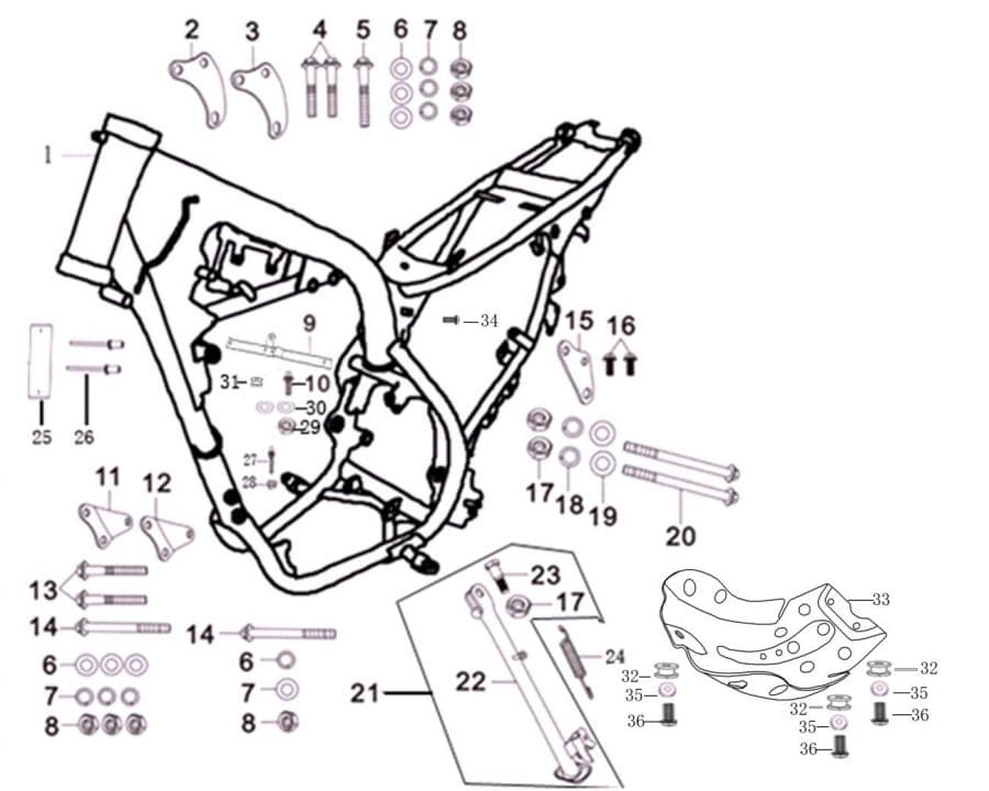 Схема узла «Рама» — Stels Stels Enduro 250